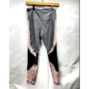 RBX Active Leggings Small Gray Pink Colorblock High Rise Athletic Leggings NWT